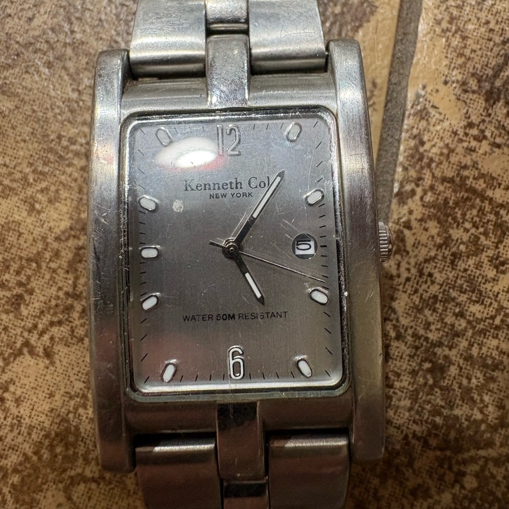 Kenneth Cole New York Silver Dial Rectangular Watch